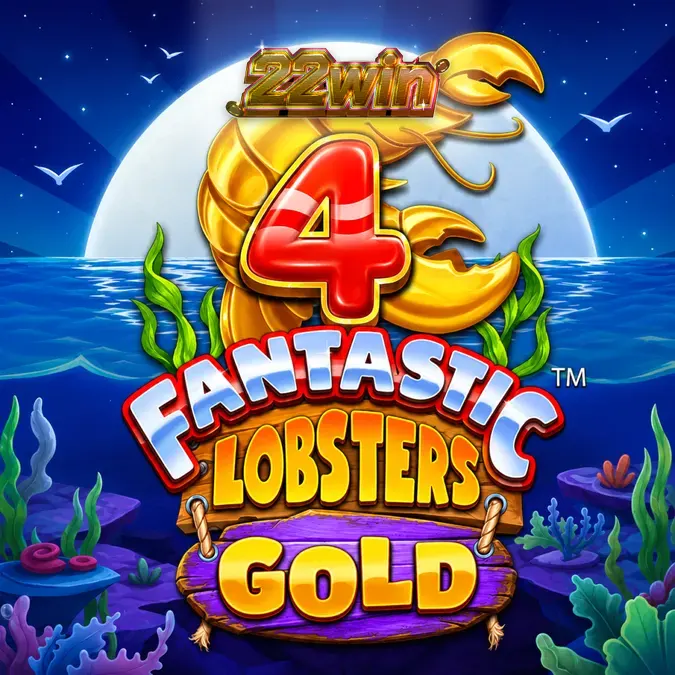 Captura de tela do jogo 4 Fantastic Lobsters Gold, mostrando lagostas e tesouros subaquáticos.